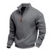 2025 Men's Autumn And Winter Fleece Heavy Sweater Solid Color Casual Stand-up Collar Long-sleeved Zipper Pullover Men's Sweater_viptrois.com