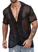 Men's Casual Shirt, Summer Fashion, Cool And Breathable, Solid Color Short-sleeved Top, Knitted Sweater_viptrois.com