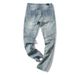 2027 Fashion European-USA High Street Hip-Hop Vintage Jeans Men Mid Waist Broken Hole Leg Zipper Straight Type Washed Denim Pants S-3XL_viptrois.com