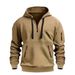 Men's Zip-Up Hooded Sweatshirt – Winter Fleece-Lined Pullover With Arm Zipper Pockets, Slim Fit Athletic Jumper (Black/Navy/Burgundy/Khaki/Blue)_viptrois.com