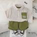 Children's New Short Sleeve 2025 Baby Summer Thin Shirt Two Piece Set Handsome_viptrois.com