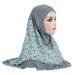 Malay style 8-15 year old girl crystal linen printed chiffon patchwork hat headscarf H326_viptrois.com