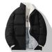 Double-Sided Wear Fleece-Lined Thickened For Men And Women Couples Warm Cotton Coat Stand Collar Loose Casual Puffer_viptrois.com