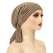 striped long tailed bandage headscarf hat chemotherapy cap wavy pattern ladies hat_viptrois.com