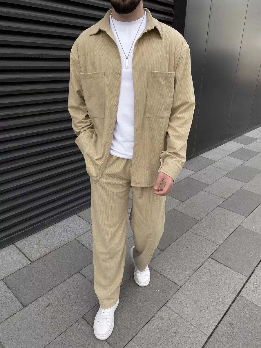Men's Corduroy Jacket & Pants Set - Classic Casual Outfit For Autumn & Spring (Khaki/Black/Olive/Brown/Grey/Sky Blue, S-Xxxl)_viptrois.com