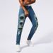 Men's Clothing Men's Ripped Jeans, Patch Men's Hip Hop Street Trend Youth Denim Trousers Tik Tok Cross Border Jeans_viptrois.com