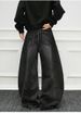 Vintage Distressed Denim Jeans – Oversized Relaxed Fit With Raw Hem & Ripped Details (S-3XL, Unisex Streetwear)_viptrois.com
