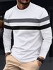 Large-sized Autumn And Winter Men's Round-neck Long-sleeved Two-tone Base Layer Shirt With A Thin Long-sleeved T-shirt Over The Head_viptrois.com
