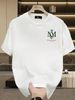 Men's Clothing Men's 100% Cotton Short Sleeve T-Shirt Crown MV Monogram Logo Trendy Brand Summer High Street Loose Fit Top Versatile Niche Style_viptrois.com