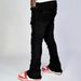 Men's Clothing European And American Cross Border Hot Selling Spring Men's High Street Black Lace Up Mid Waist Sexy Elastic Slim Casual Denim Trousers_viptrois.com