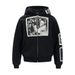 American Style Character Image Patch Hooded Cardigan Sweatshirt Men, Loose Fit Streetwear Trendy Brand Sports Hoodie_viptrois.com