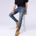Khaki motorcycle stretch jeans men's new casual men's trousers_viptrois.com