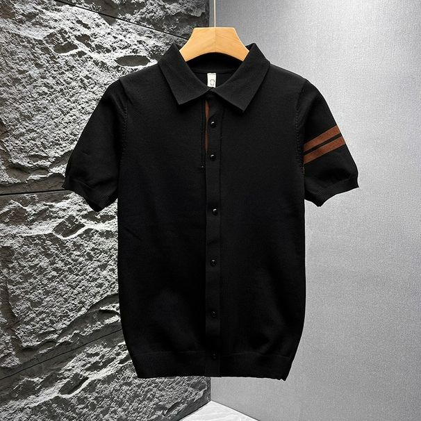 Men's Slim Fit Knit Polo Shirt – Short Sleeve Solid Color Undershirt, Breathable & Comfortable For Casual & Smart Wear_viptrois.com