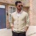 Men's Jacquard Knit Button-Up Cardigan – Slim-Fit Breathable Pullover With Textured Pattern (S-XXXL)_viptrois.com