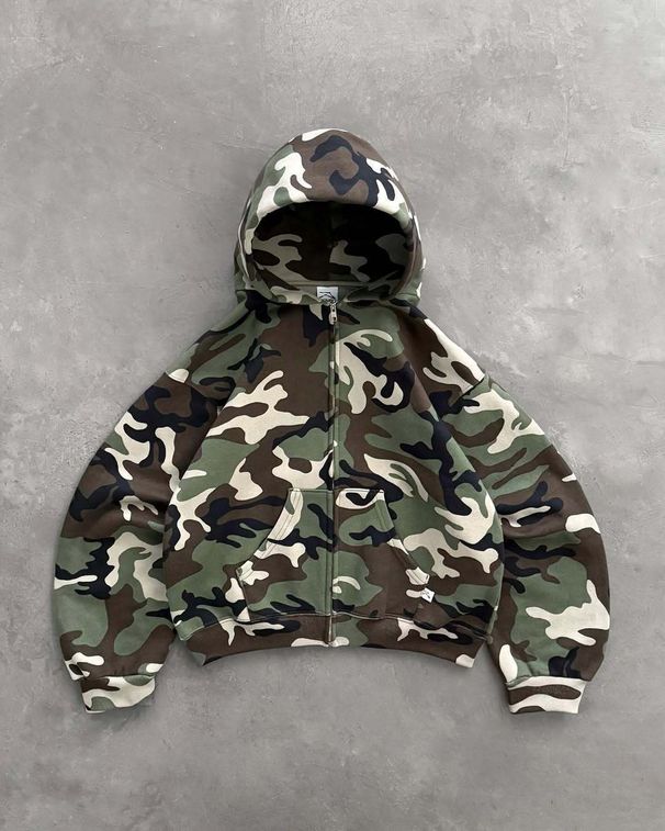 Urban Camo Print Hoodie & Joggers Set - Trendy Unisex Streetwear Tracksuit, Loose Fit Sweatshirt & Pants For Casual & Sporty Style_viptrois.com
