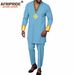 Men's clothing African ethnic solid color cotton men's casual jacket + pants_viptrois.com