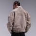 Men's Fleece Lined Zip Up Jacket - Winter Warm Streetwear Coat With Stand Collar, Loose Fit For Casual Daily Wear (Black, Dark Grey, Brown)_viptrois.com