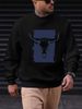 Men's Loose Casual Fashionable Wild Western Bull Head Pattern Printed Round Neck Long Sleeved Sportswear For Autumn And Winter_viptrois.com