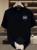 Men's 100% Cotton Ornate Floral H Monogram Print Tee, Light Luxury Casual Round Neck Gothic Vintage Short Sleeve T-shirt_viptrois.com