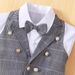 Mother & Kids Southeast Asian Summer Boy Suit Gray And White Checkered Vest Suit Three Piece Suit Handsome British Gentleman Children's Clothing_viptrois.com