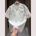 Men's Vintage Floral Embroidered T-Shirt, Retro Loose Fit Short Sleeve Tee, Couple Matching Summer Top_viptrois.com