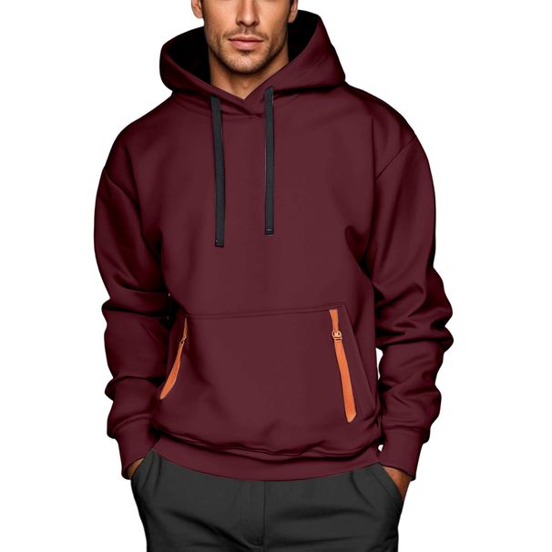 Men’s Statement Hoodie – Avant-Garde Ribbon-Trimmed Pullover With V-Neck & Drop-Shoulder Silhouette (S-XXXL, 10 Bold Colors)_viptrois.com