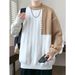 Splicing Color Blocking Sweater Autumn And Winter Loose Casual Niche Pullover Knitted Sweater_viptrois.com