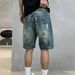 Men's Clothing Personalized Printed Denim 5 Point Pants New Summer Retro Hand Painted Graffiti Denim 5 Point Pants Street Casual Shorts_viptrois.com