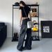 Men’s Clothing Large Size High Street Vibe Black Washed Jeans Straight Loose High Waist Slim Wide Leg Mopping Trousers_viptrois.com