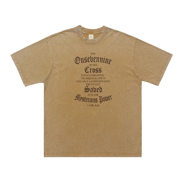 Autumn American Style Washed Salted Cross Loose Cotton Short Sleeve T-Shirt Unisex Street Versatile_viptrois.com