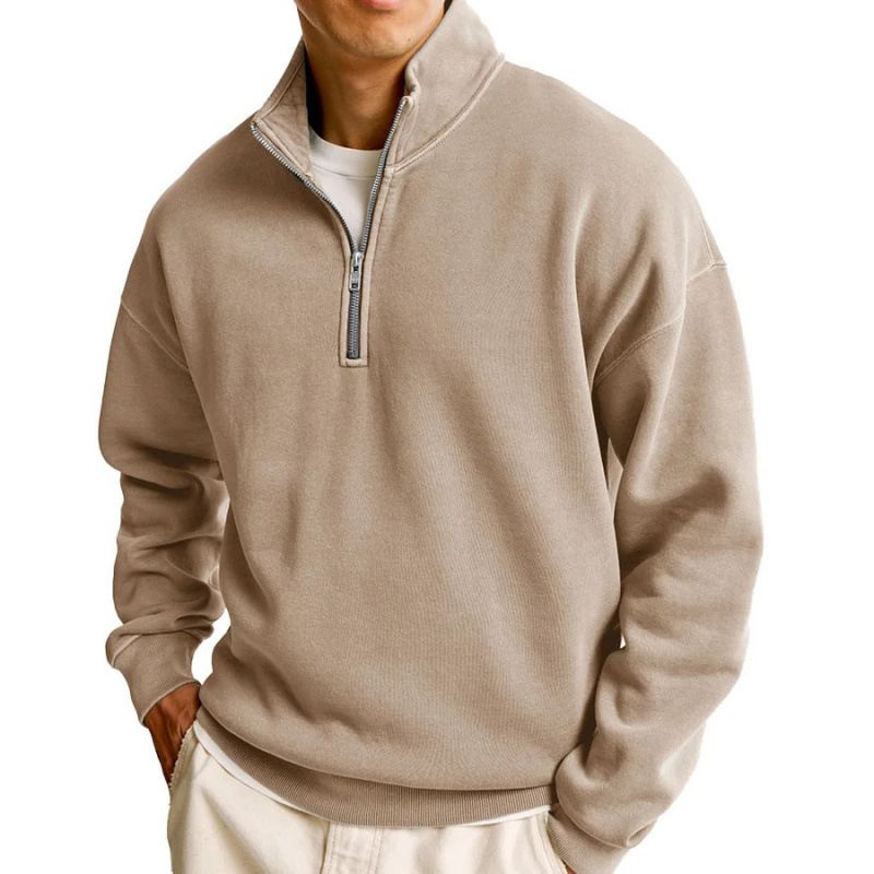 Men's Versatile Half-Zip Stand Collar Sweatshirt - Fleece-Lined Pullover For Casual & Sporty Looks (S-5XL, 12 Colors)_viptrois.com