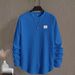 Men's Clothing New autumn and winter men's letter patch chest details casual loose round neck pullover long sleeve white sweatshirt_viptrois.com