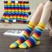 Rainbow Socks For Women Of The Tube All Match Ins Super Hot HyunA Style Net Red Student Striped Color Socks_viptrois.com