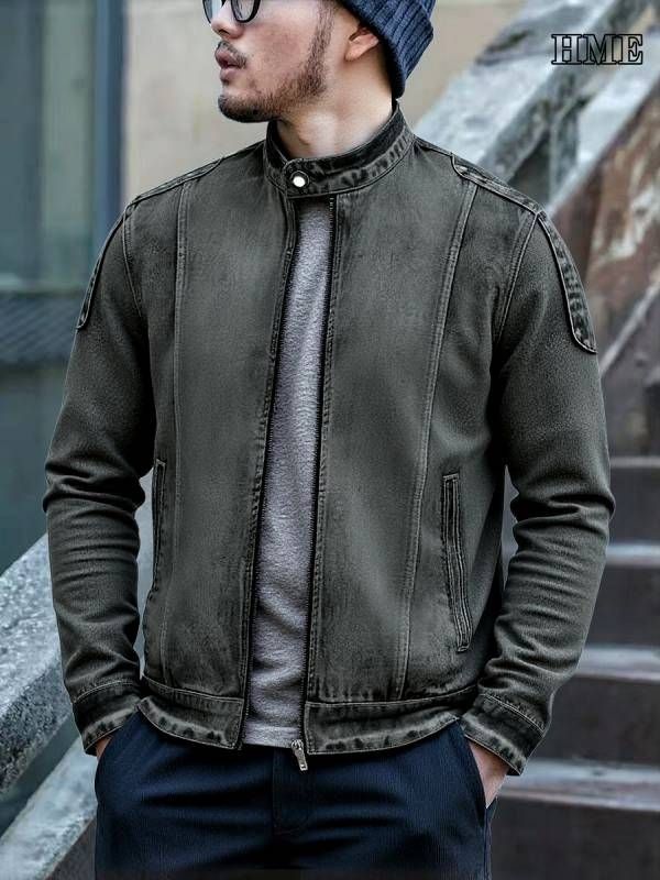 Men's High Street Trendy Rogue Style Jacket Spring/Autumn Loose Stand Collar Brand Polyester Full Sleeve Standard Thickness_viptrois.com