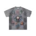 Summer Vintage Grey Rhinestone T-Shirt Cyberpunk Human Organ Circuit Double-Sided Print Loose Hip-Hop Streetwear Top_viptrois.com
