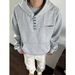 Unisex Oversized Hooded Sweatshirt – Vintage Pullover With Button Details (Black/Gray, M-3xl, 85% Cotton)_viptrois.com