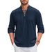 Renaissance Shirt Pirate Medieval Viking Top Cotton Linen Shirts Men's Long Sleeve Halloween Costume_viptrois.com