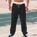 Men's Casual Jogger Pants With Color Block Design, Heavyweight Fleece Lined, Relaxed Fit, Straight Leg, Autumn Winter Sweatpants_viptrois.com