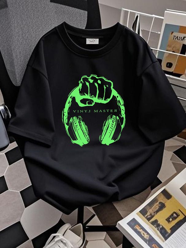 Headphones Tshirt Vinyl Master DJ Technics Hip Hop Rap Deejay Clubbing Tee Graphic Designer Clothes Versatile Summer Comfortable Soft Homme_viptrois.com