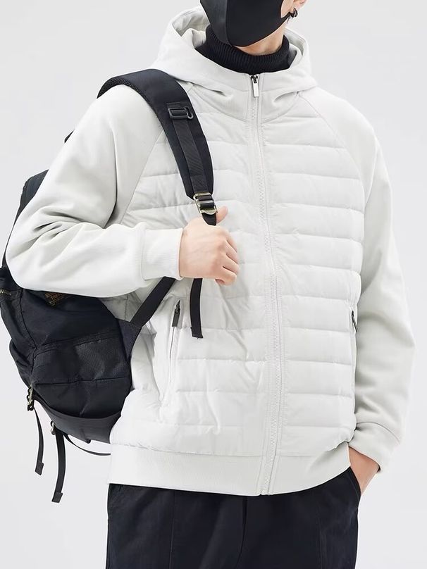 "Trendy Unisex Lightweight Hooded Jacket With Color Block Design - Slim Fit Zippered Casual Outerwear For Winter"_viptrois.com