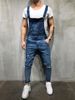 Men's Solid Color Casual Jeans With Suspenders_viptrois.com