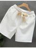 Men's Clothing White Jacquard Shorts Thin Casual Shorts Ethnic Straight Pants_viptrois.com