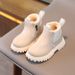 Winter New Children's British Style Simple Cotton Boots Boys Plus Velvet Warm Martin Boots Girls Side Zipper Fashion Boots_viptrois.com
