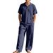 Men's Loose Fit Linen Trousers American Style Casual Beachwear Plus Size Summer Autumn Collared Sports Suit Breathable_viptrois.com