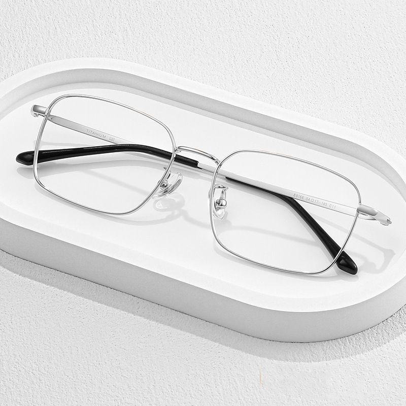 New Eyeglass Frames Men Anti Blue Business Metal Square Flat Mirror Ultra Light Comfortable To Wear Fashion Glasses_viptrois.com