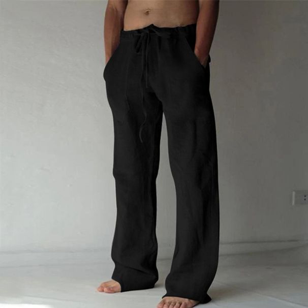 2023 New Men's Pants Linen Casual Solid Color Thin Linen Men's Pants_viptrois.com
