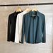 Men's Clothing Autumn Seamless Buttoned White Shirt Men's Drape Long Sleeve Hair Stylist Pure White Loose Casual Chiffon Shirt Small Fresh_viptrois.com