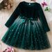 Kids’ Clothing Autumn And Winter New Girls Long Sleeve Dress Star Gradient Mesh Princess Dress Christmas Red Dress_viptrois.com