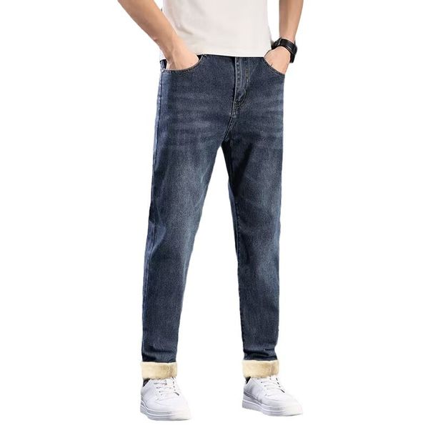 High End Thickened Jeans With Plush 2025 New Winter Loose Straight Leg Warm Casual Long Pants For Men_viptrois.com
