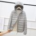 2023 Autumn and Winter New Thin Down Jacket Women Thin Seamless Couple Short Fashion Hooded Jacket Women_viptrois.com